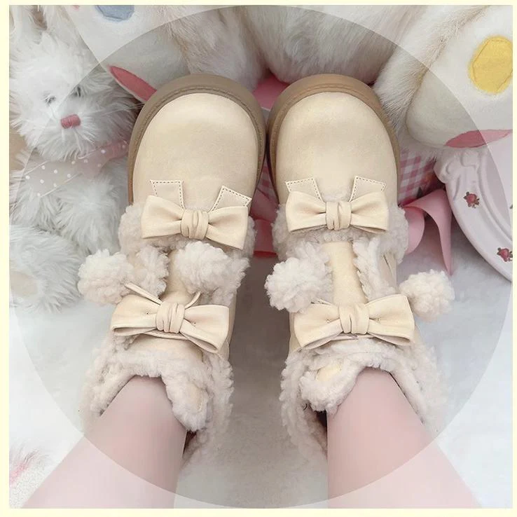 Beauty Bunny - Furry Bear - Winter Cute Lolita Shoes Short Snow Boots - Image 12