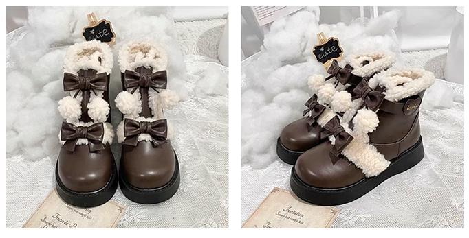 Beauty Bunny - Furry Bear - Winter Cute Lolita Shoes Short Snow Boots - Image 15