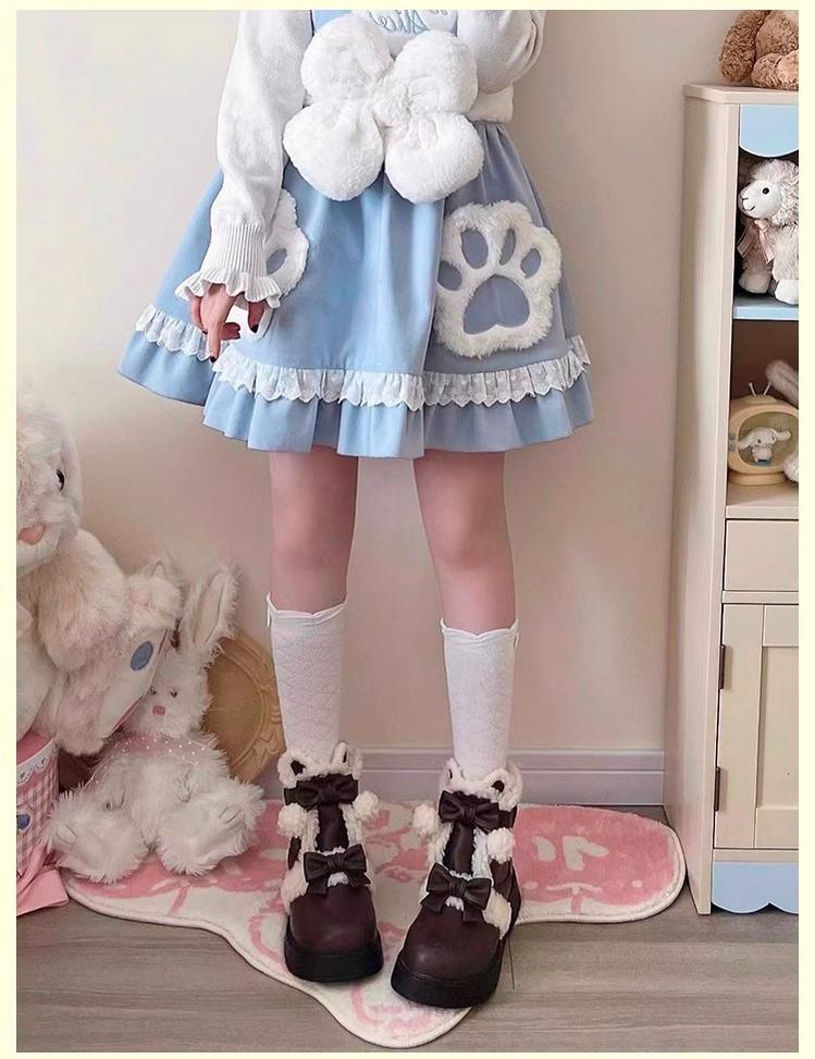 Beauty Bunny - Furry Bear - Winter Cute Lolita Shoes Short Snow Boots - Image 17