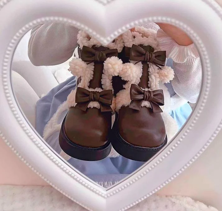 Beauty Bunny - Furry Bear - Winter Cute Lolita Shoes Short Snow Boots - Image 18