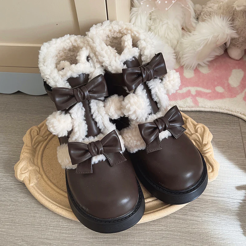 Beauty Bunny - Furry Bear - Winter Cute Lolita Shoes Short Snow Boots - Image 21