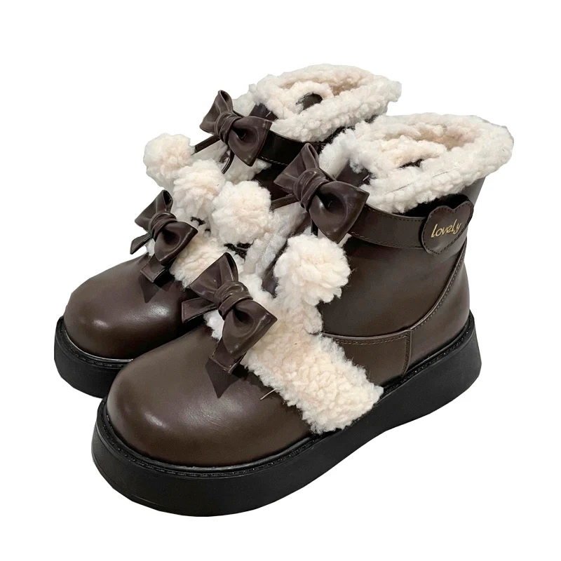 Beauty Bunny - Furry Bear - Winter Cute Lolita Shoes Short Snow Boots - Image 22