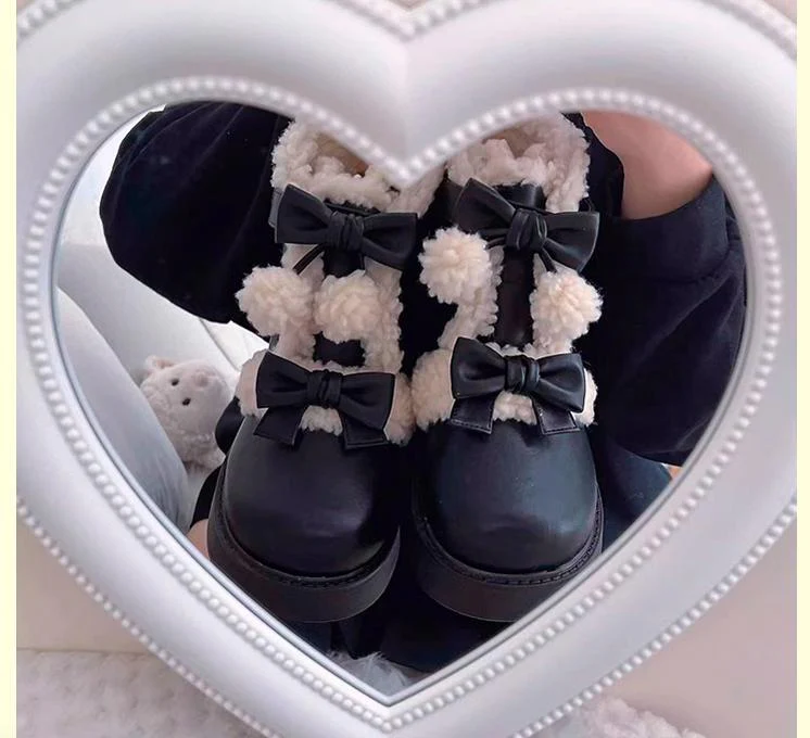 Beauty Bunny - Furry Bear - Winter Cute Lolita Shoes Short Snow Boots - Image 27