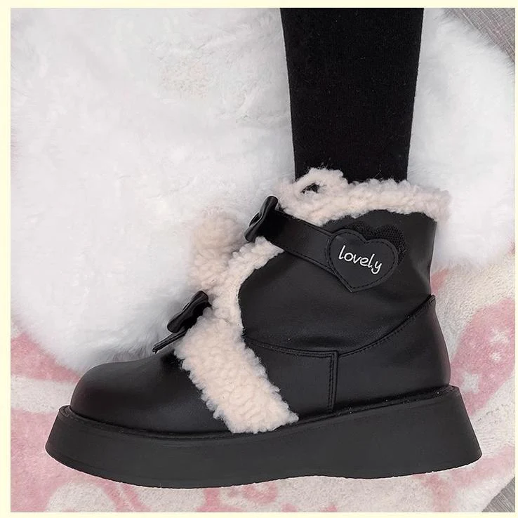 Beauty Bunny - Furry Bear - Winter Cute Lolita Shoes Short Snow Boots - Image 28