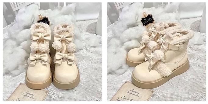 Beauty Bunny - Furry Bear - Winter Cute Lolita Shoes Short Snow Boots - Image 7