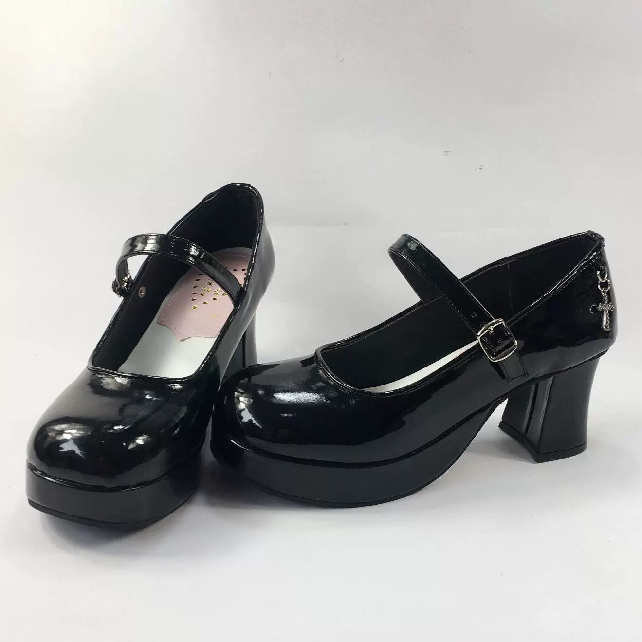Antaina - Punk Lolita Heels Shoes Metal Cross Horseshoe Heel Shoes - Image 3