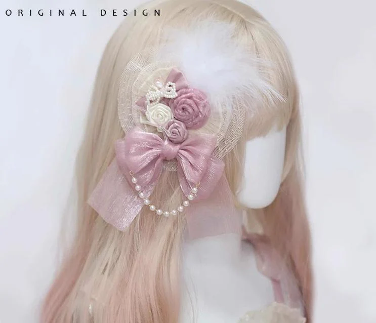 The Accessories' Story - Satin Ballet - Sweet Lolita Headdress Feather Bow - Image 14