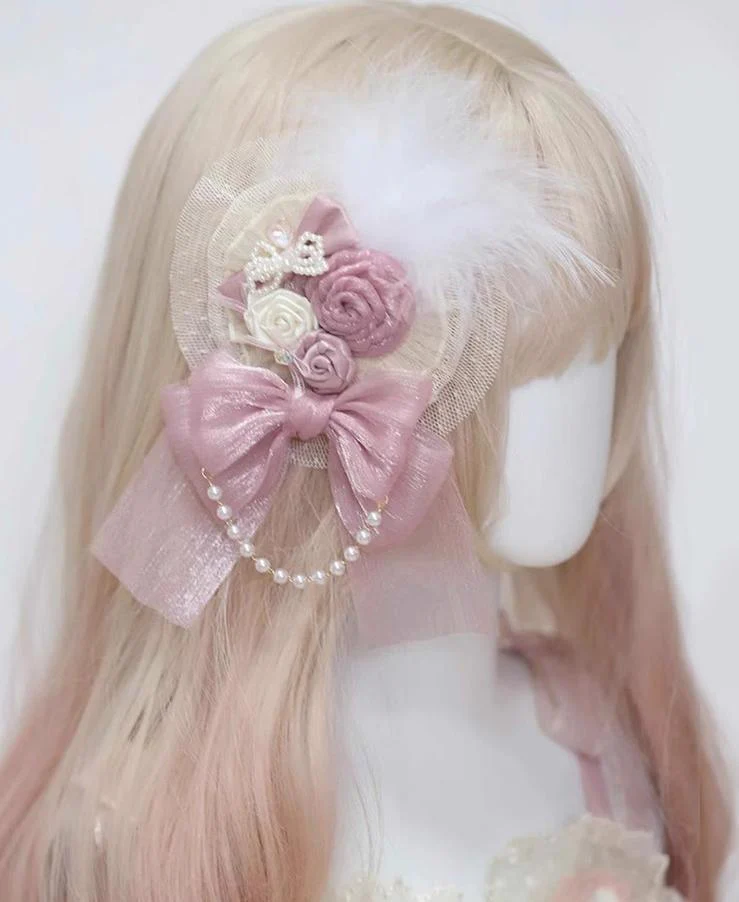 The Accessories' Story - Satin Ballet - Sweet Lolita Headdress Feather Bow - Image 15