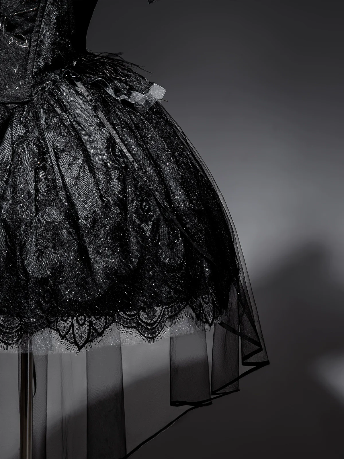 Star Swan Dream - Black Gothic Lolita JSK Dress, Swan Embroidery - Image 23
