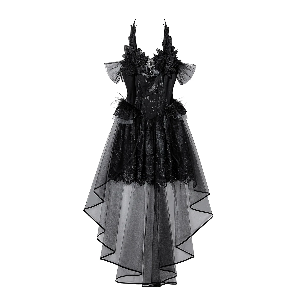 Star Swan Dream - Black Gothic Lolita JSK Dress, Swan Embroidery - Image 25