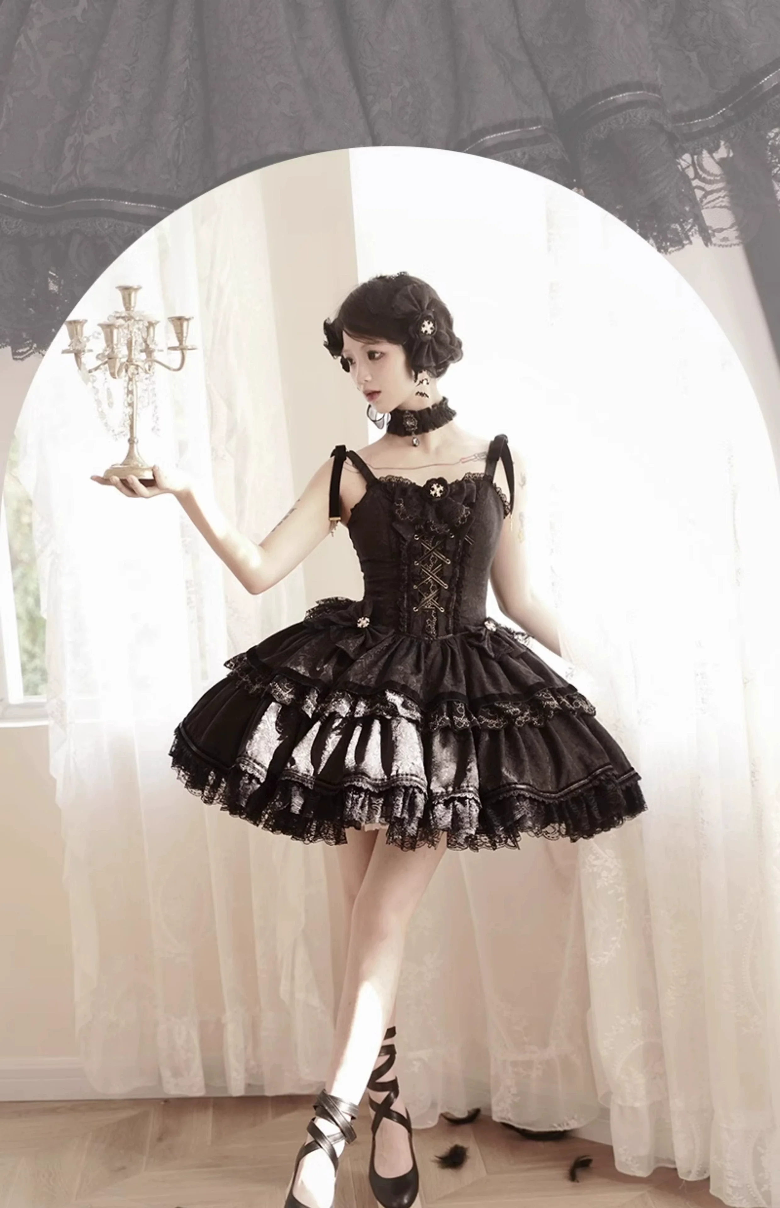 Black Lady - Gothic Lolita JSK Dress Set - Image 15