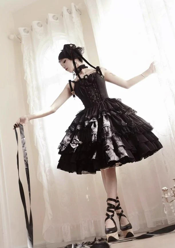 Black Lady - Gothic Lolita JSK Dress Set - Image 17
