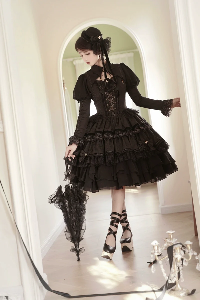 Black Lady - Gothic Lolita JSK Dress Set - Image 18