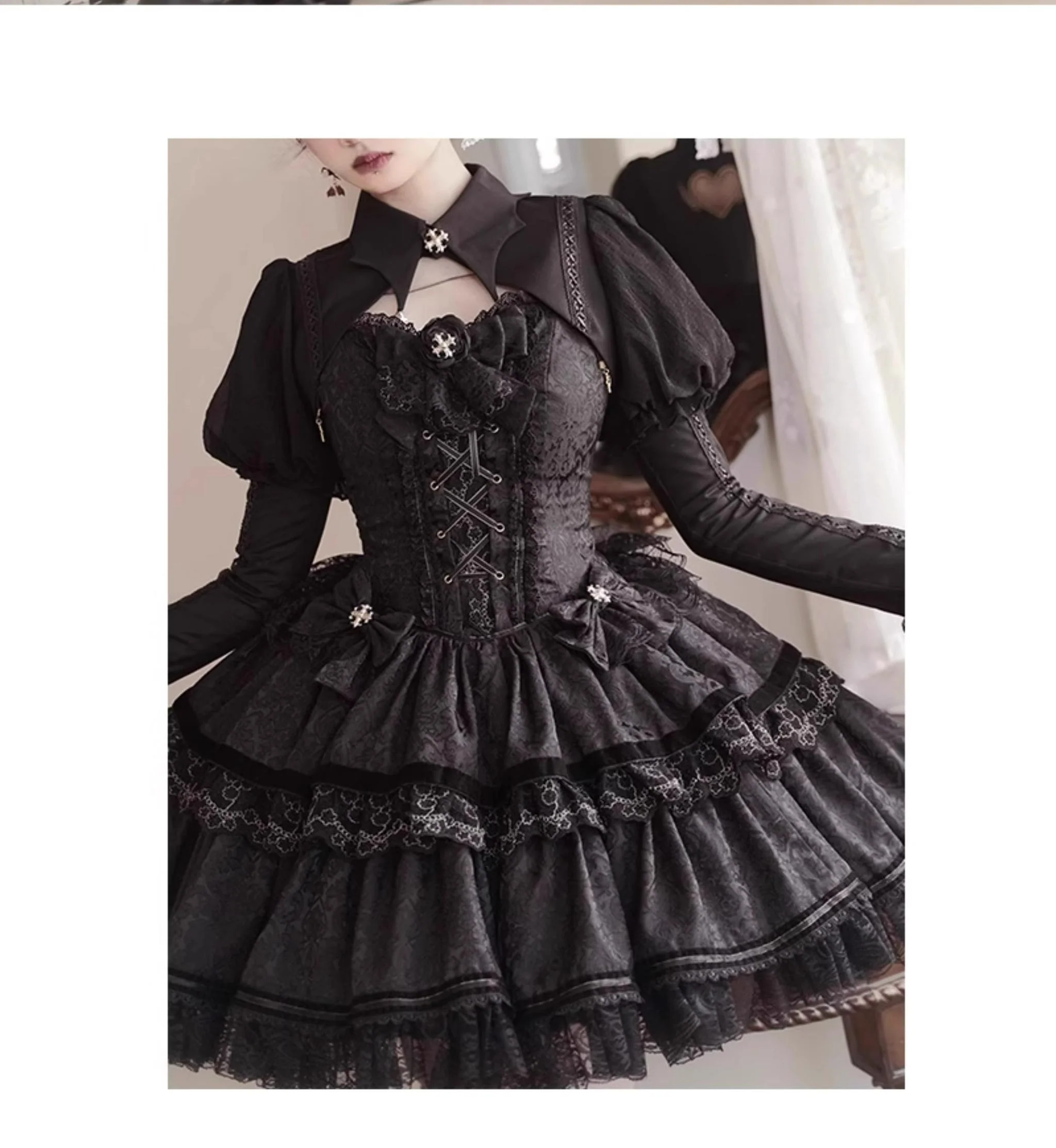 Black Lady - Gothic Lolita JSK Dress Set - Image 19