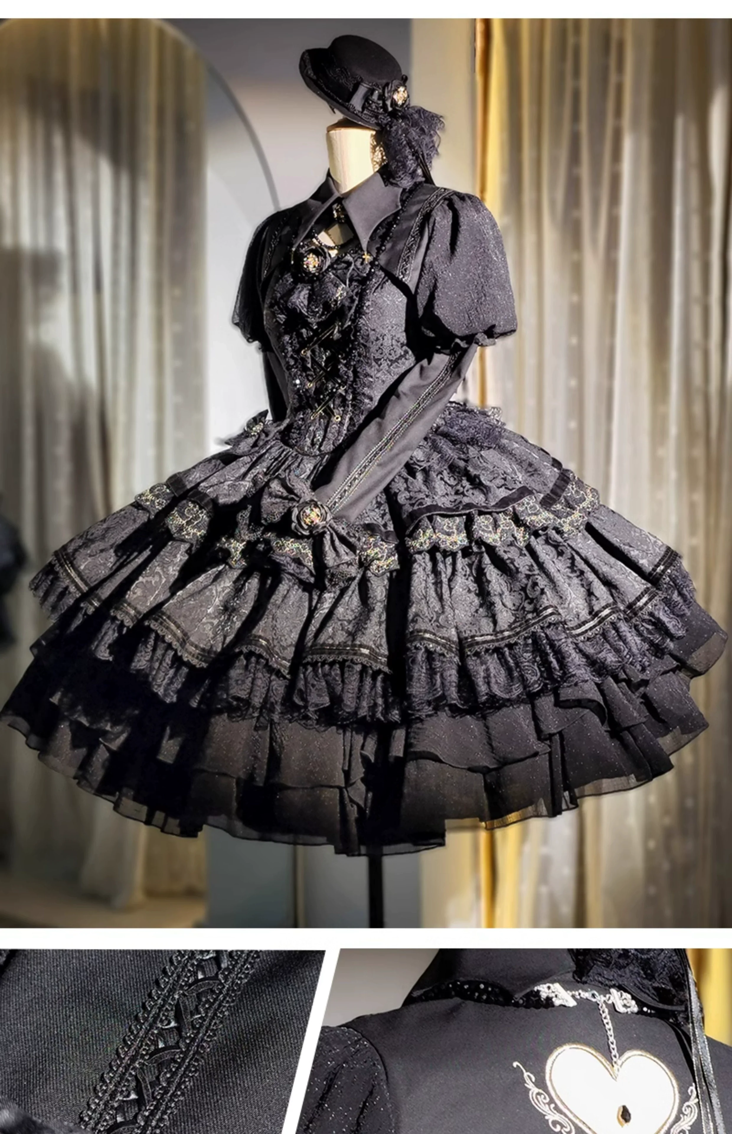 Black Lady - Gothic Lolita JSK Dress Set - Image 20