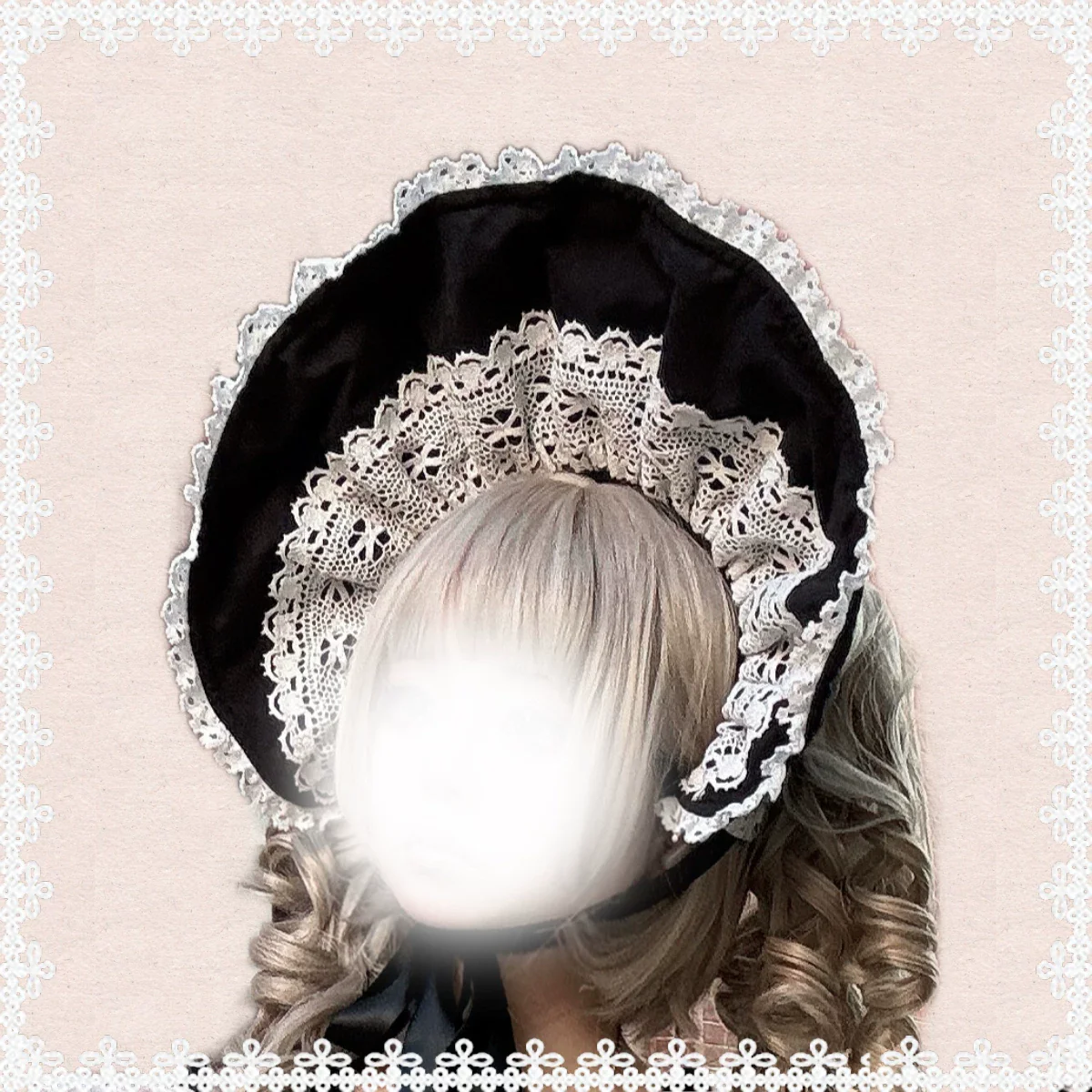 First Otome - Black Old School Lolita OP Dress, Lace Details - Image 22