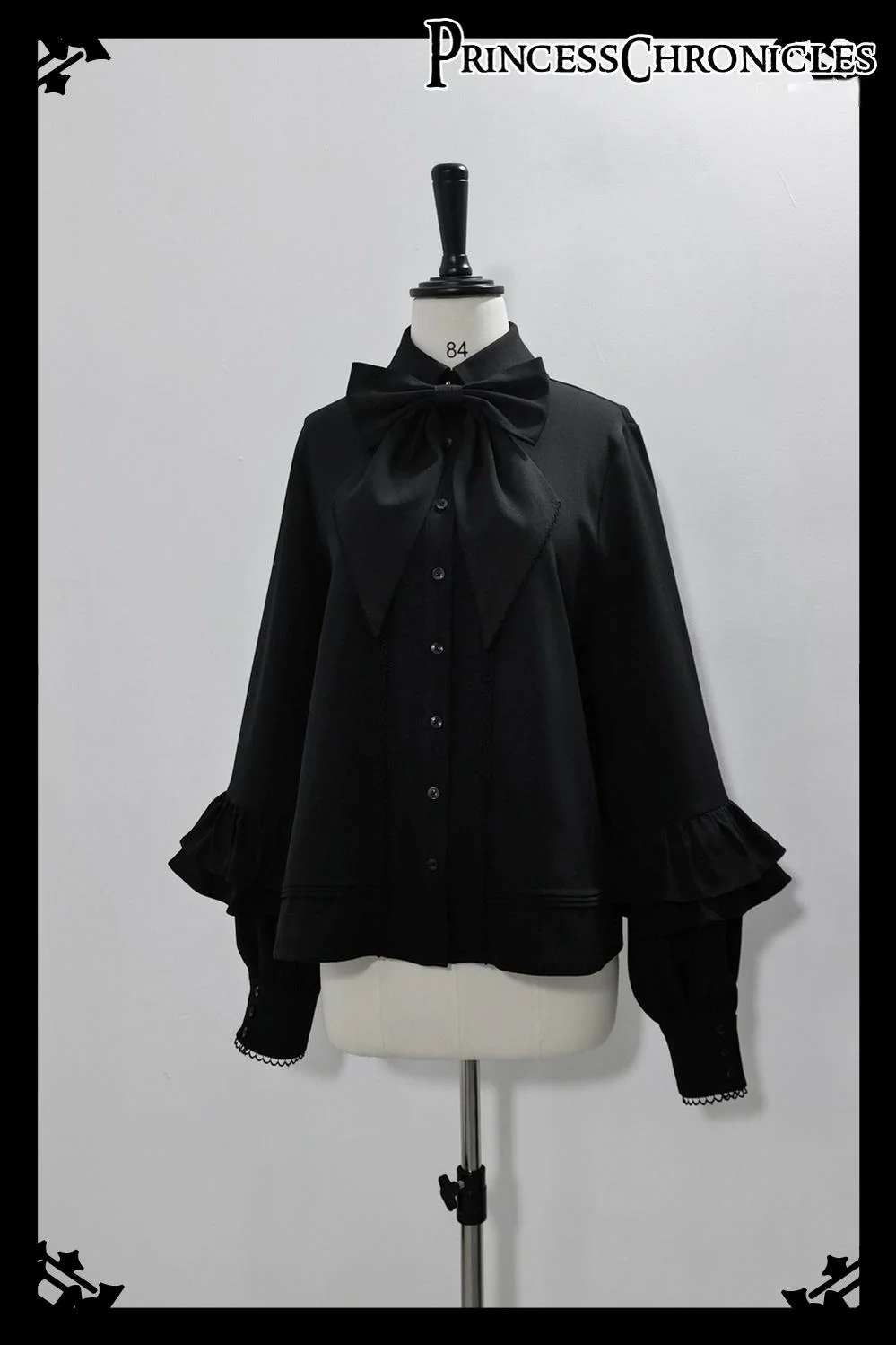 Doll - Black Ouji Lolita Shirt with Removable Large Bow Tie - Image 10