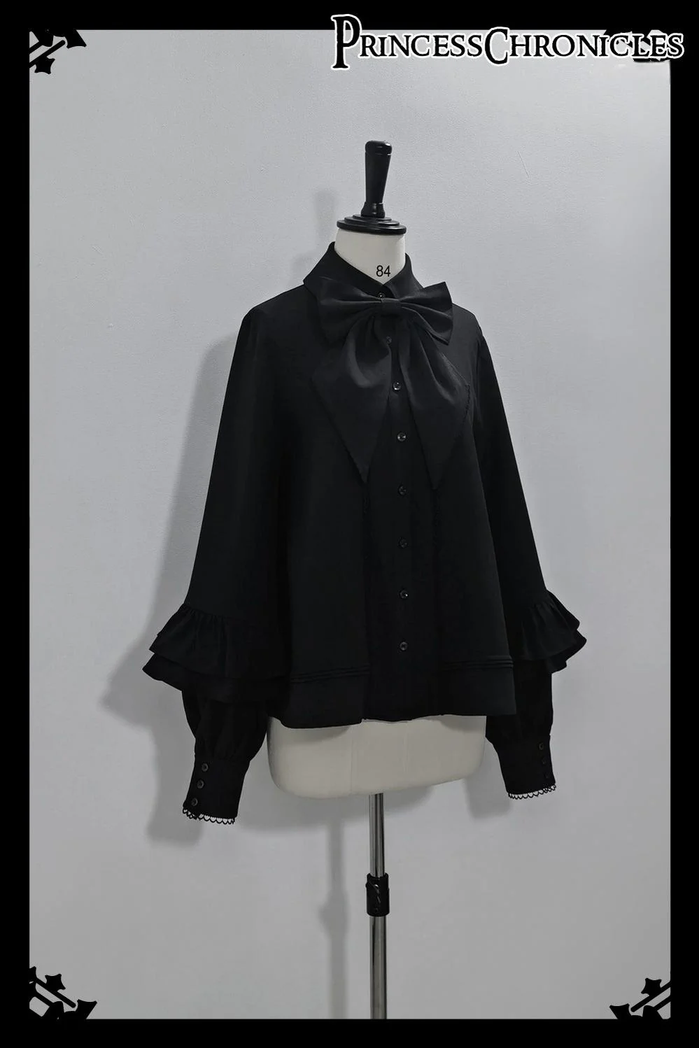 Doll - Black Ouji Lolita Shirt with Removable Large Bow Tie - Image 11