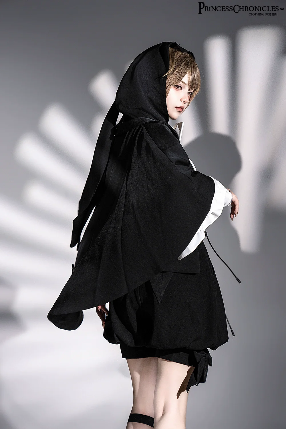 Rabbit Feather - Black Ouji Lolita Vest Shorts Suit Prince Cloak Set - Image 19