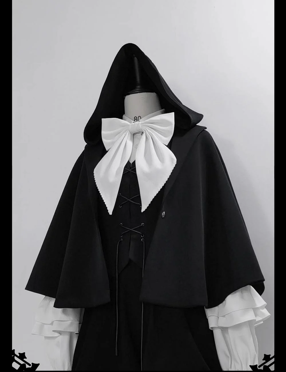 Rabbit Feather - Black Ouji Lolita Vest Shorts Suit Prince Cloak Set - Image 23