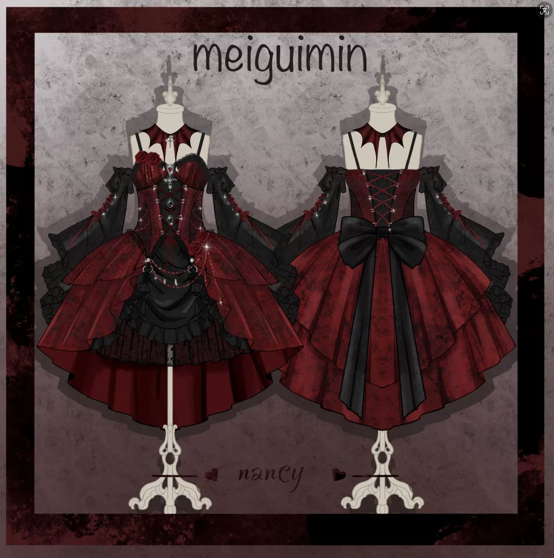 Rose Blood - Black Red Gothic Lolita JSK Jacquard Court Dress - Image 23