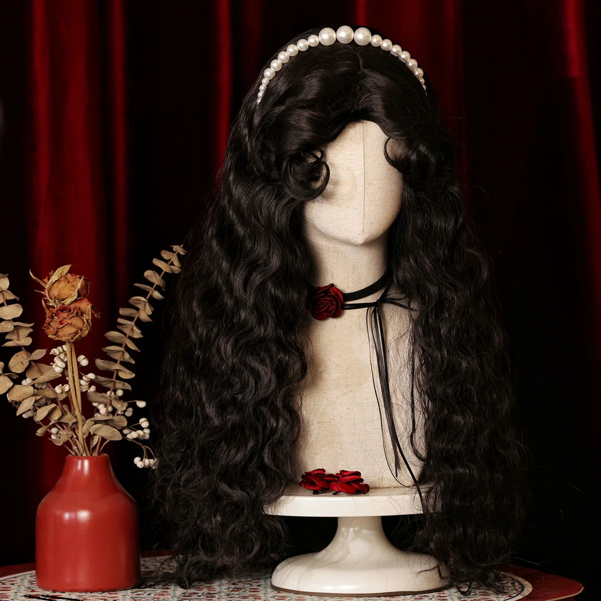 Mabuxi - Gypsy Rose - Black Retro Lolita Curly Wigs Fluffy Sheep Curl Wigs - Image 3