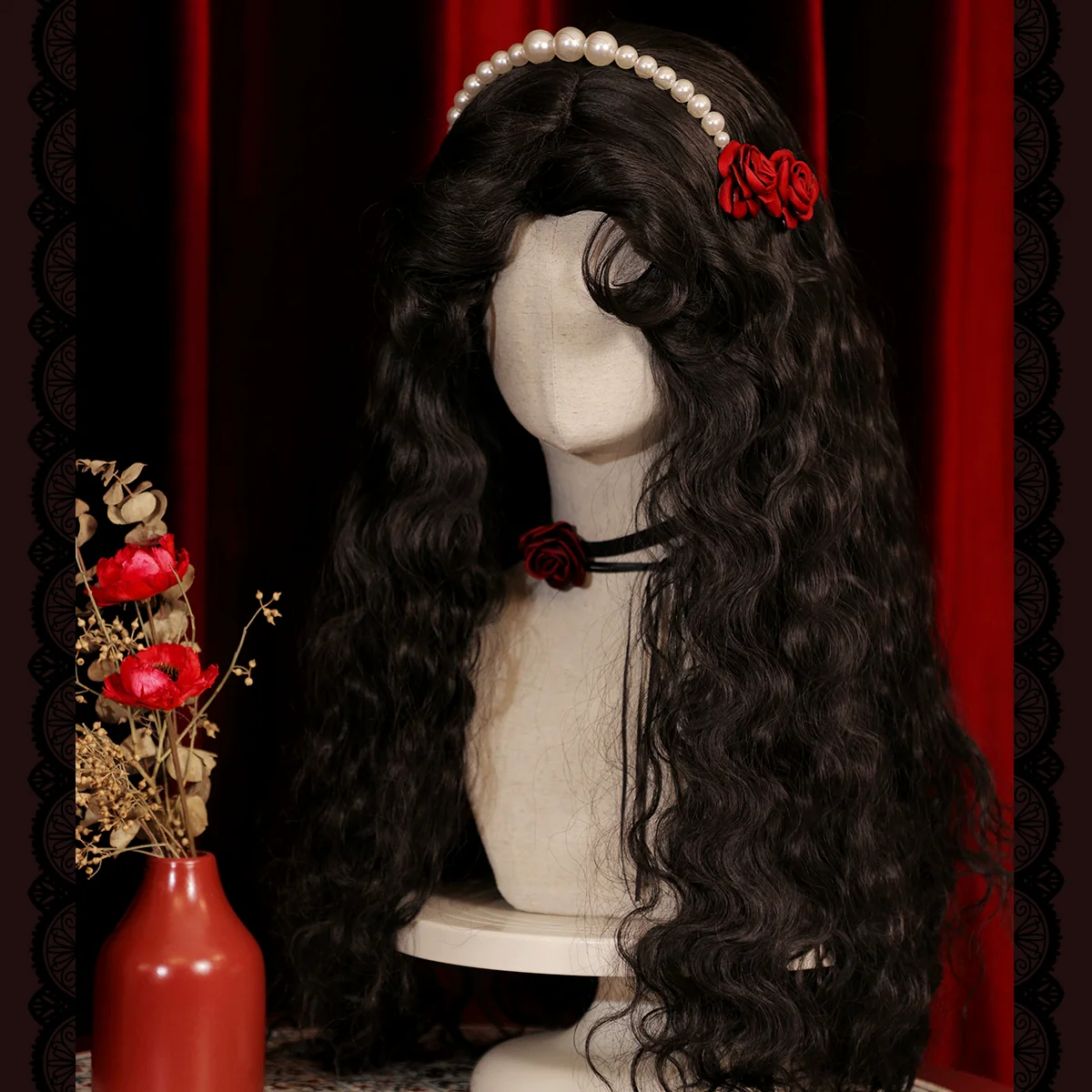 Mabuxi - Gypsy Rose - Black Retro Lolita Curly Wigs Fluffy Sheep Curl Wigs - Image 4