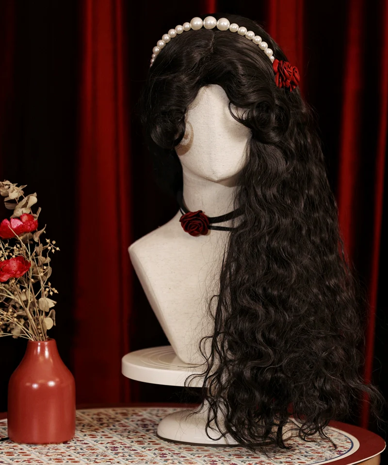 Mabuxi - Gypsy Rose - Black Retro Lolita Curly Wigs Fluffy Sheep Curl Wigs - Image 5