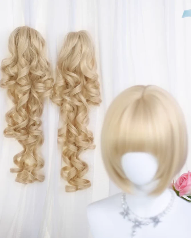 Dalao Home - Blonde Lolita Wig, Detachable Roman Roll Ponytails - Image 2