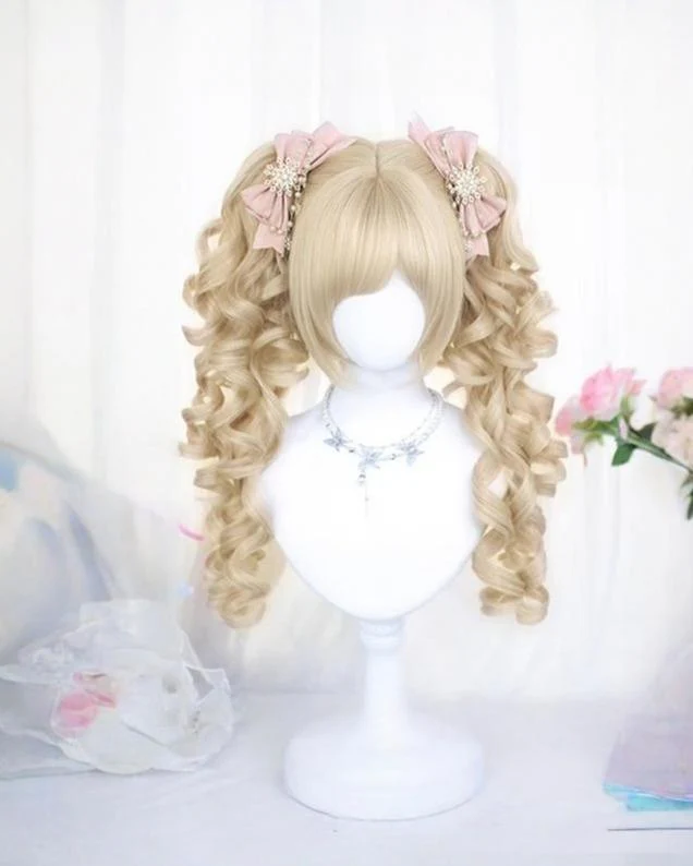 Dalao Home - Blonde Lolita Wig, Detachable Roman Roll Ponytails - Image 4