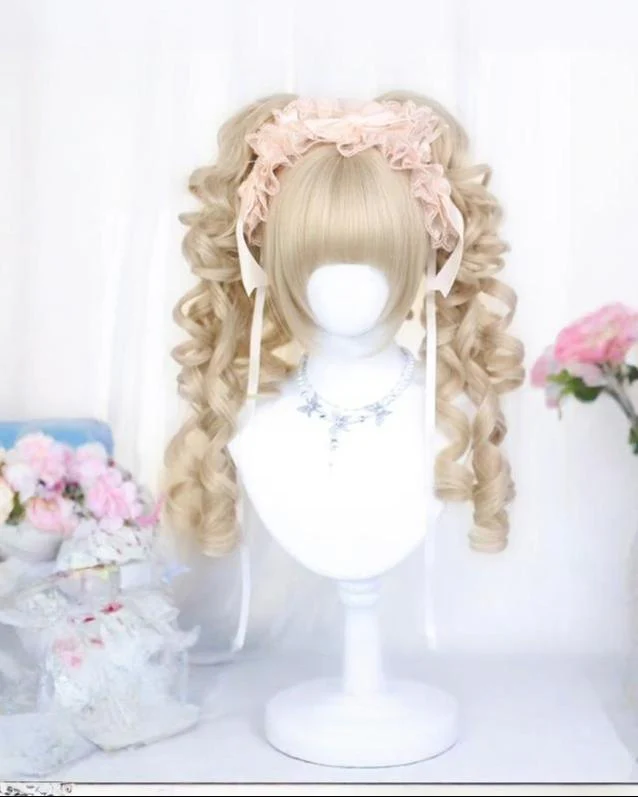 Dalao Home - Blonde Lolita Wig, Detachable Roman Roll Ponytails - Image 5
