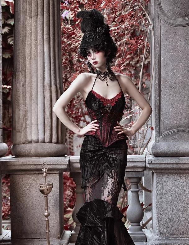 Blood Supply - Duchess - Gothic Lolita Mermaid Skirt Velvet Hip-Hugging Lolita Long Skirt - Image 11