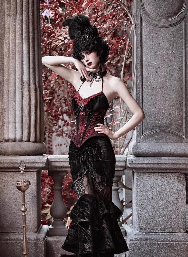 Blood Supply - Duchess - Gothic Lolita Mermaid Skirt Velvet Hip-Hugging Lolita Long Skirt - Image 12