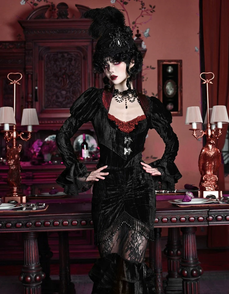 Blood Supply - Duchess - Gothic Lolita Mermaid Skirt Velvet Hip-Hugging Lolita Long Skirt - Image 17