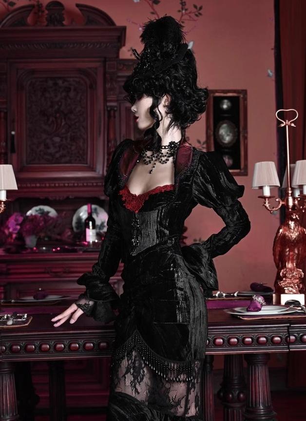 Blood Supply - Duchess - Gothic Lolita Mermaid Skirt Velvet Hip-Hugging Lolita Long Skirt - Image 18