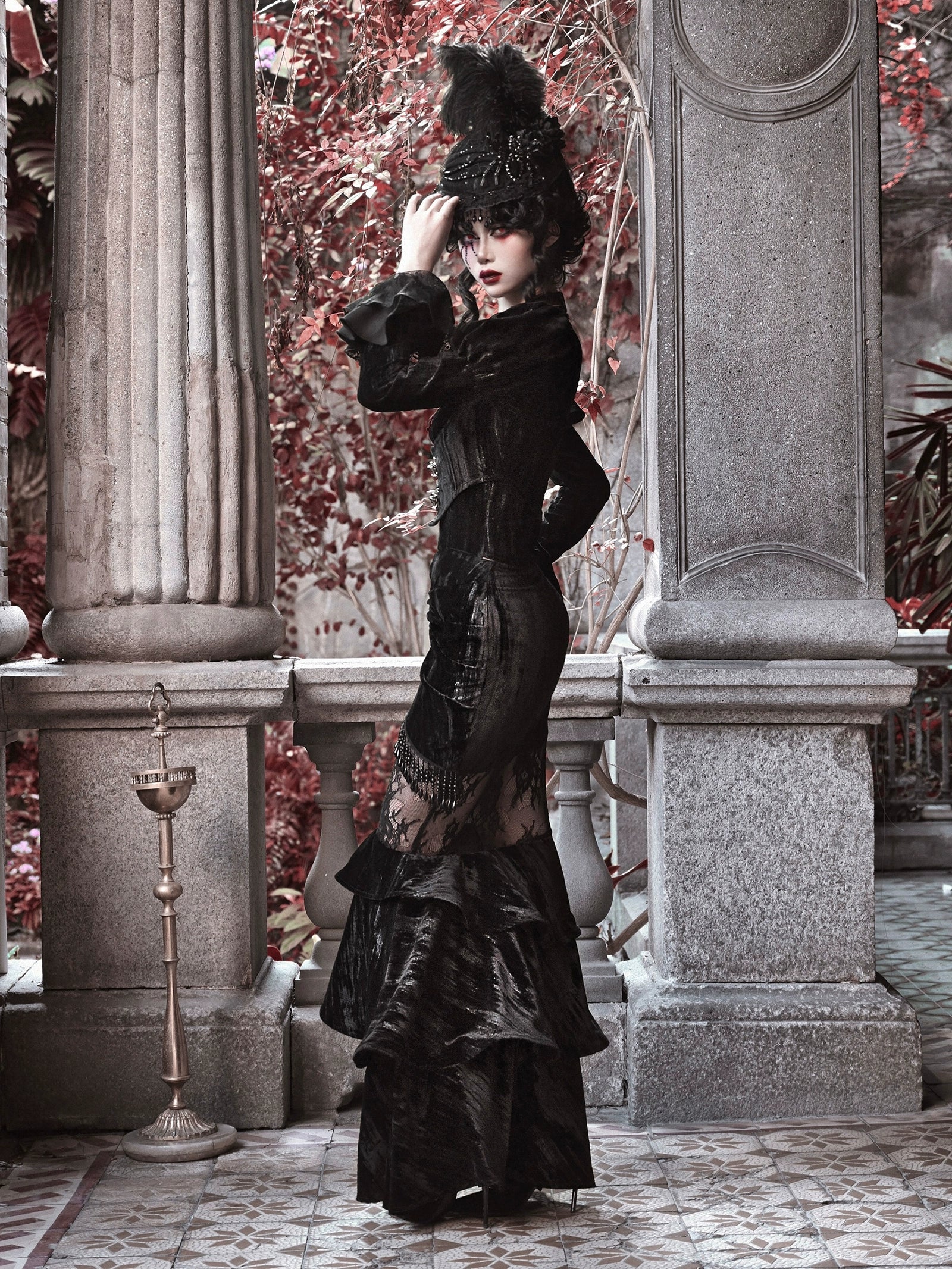 Blood Supply - Duchess - Gothic Lolita Mermaid Skirt Velvet Hip-Hugging Lolita Long Skirt - Image 6
