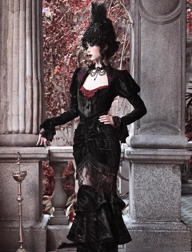 Blood Supply - Duchess - Gothic Lolita Mermaid Skirt Velvet Hip-Hugging Lolita Long Skirt - Image 8