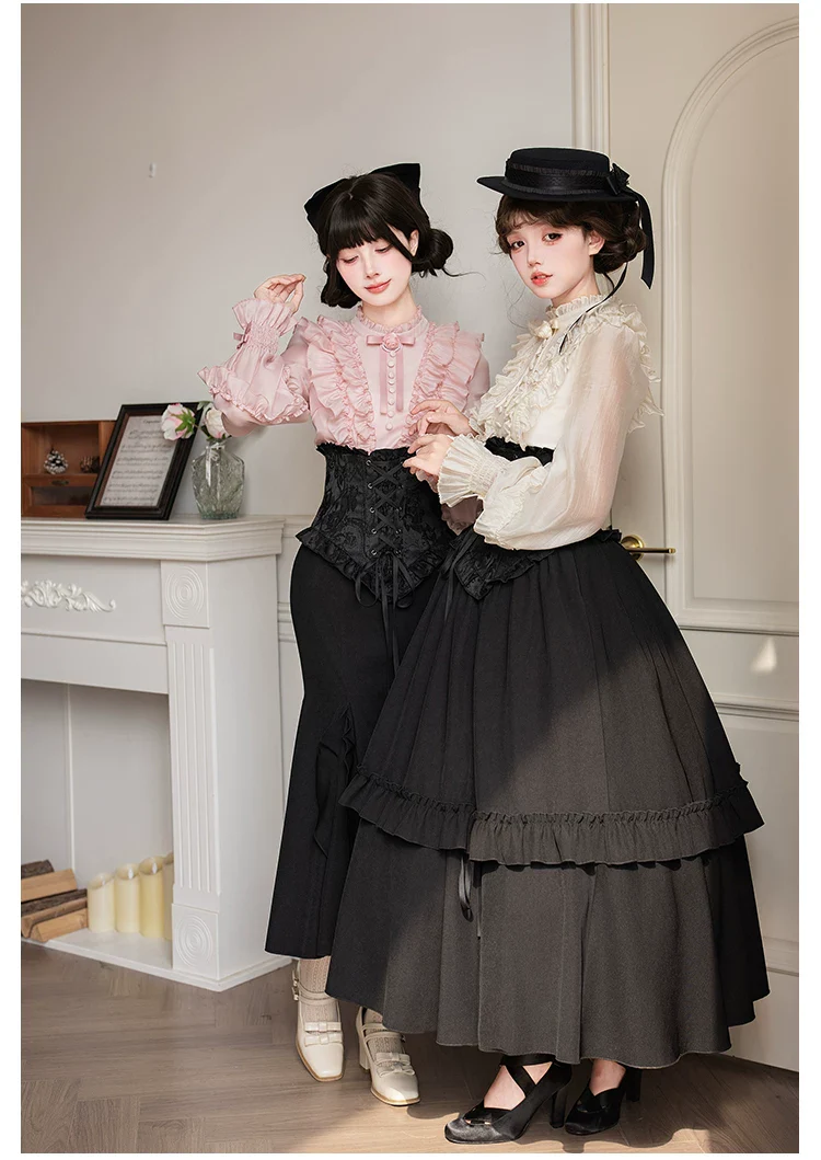 Blake - Boning Gothic Lolita Mermaid Skirt, Lifted-hem SK - Image 10