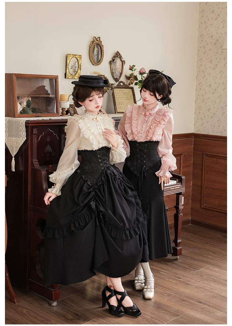 Blake - Boning Gothic Lolita Mermaid Skirt, Lifted-hem SK - Image 11