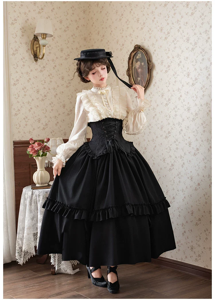Blake - Boning Gothic Lolita Mermaid Skirt, Lifted-hem SK - Image 16