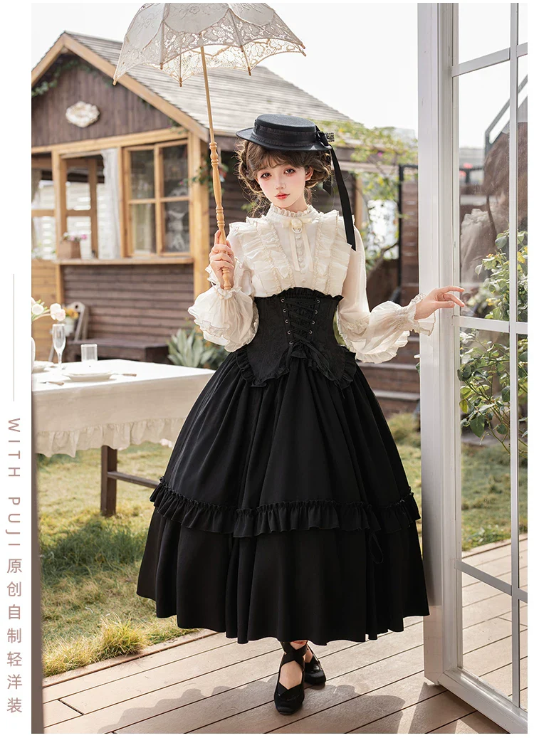 Blake - Boning Gothic Lolita Mermaid Skirt, Lifted-hem SK - Image 18