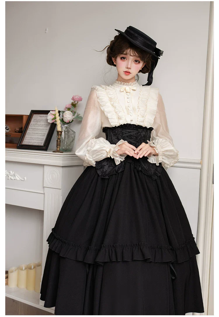 Blake - Boning Gothic Lolita Mermaid Skirt, Lifted-hem SK - Image 19