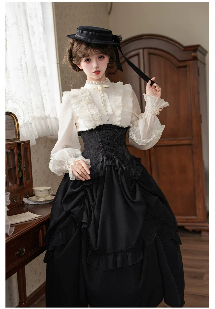 Blake - Boning Gothic Lolita Mermaid Skirt, Lifted-hem SK - Image 20