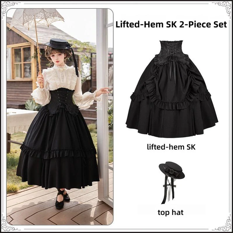 Blake - Boning Gothic Lolita Mermaid Skirt, Lifted-hem SK - Image 23