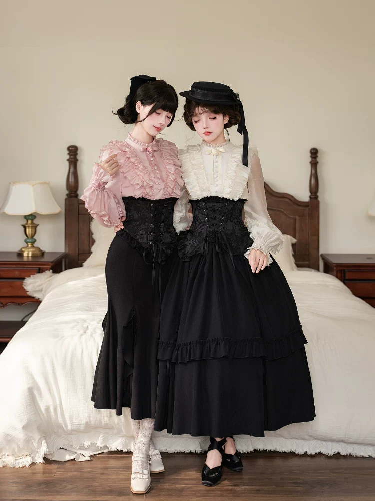 Blake - Boning Gothic Lolita Mermaid Skirt, Lifted-hem SK - Image 3