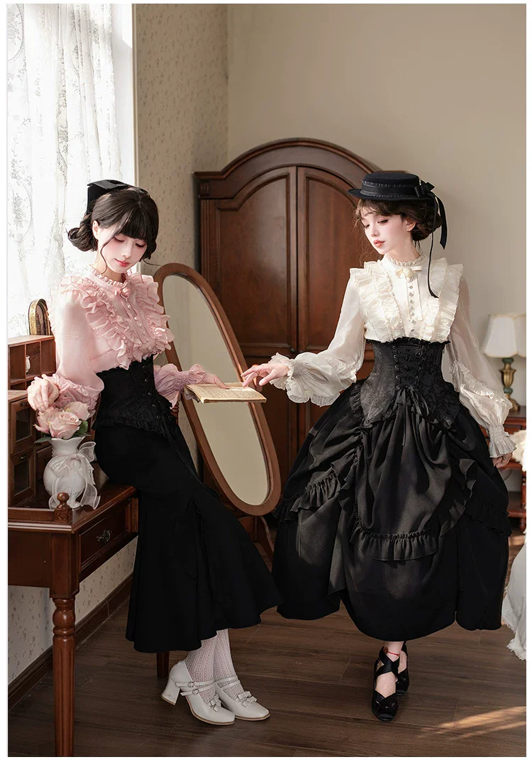 Blake - Boning Gothic Lolita Mermaid Skirt, Lifted-hem SK - Image 5
