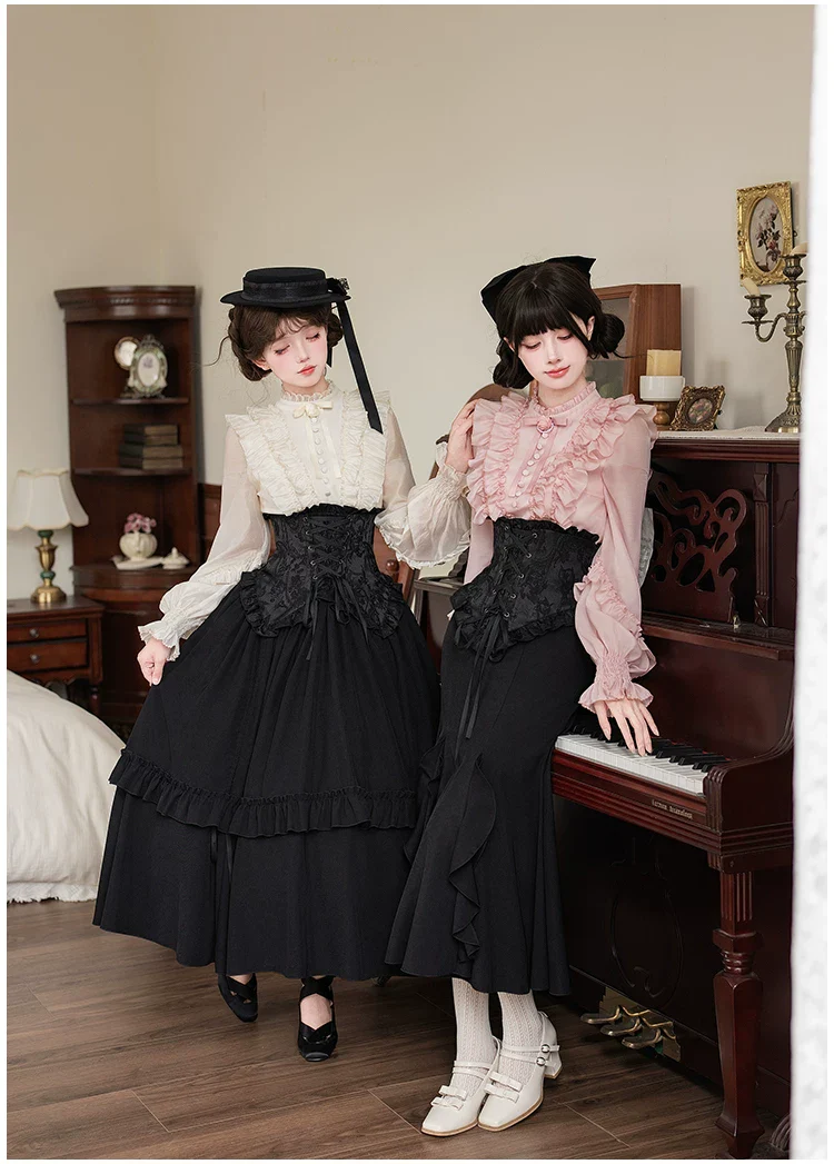 Blake - Boning Gothic Lolita Mermaid Skirt, Lifted-hem SK - Image 8