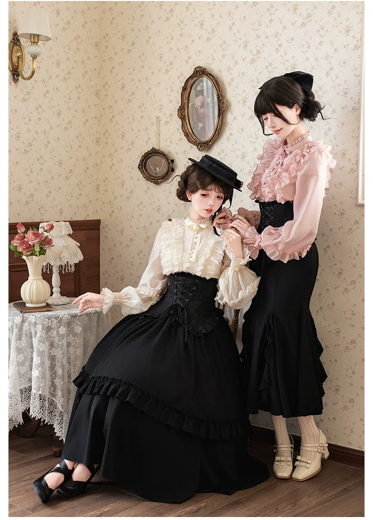 Blake - Boning Gothic Lolita Mermaid Skirt, Lifted-hem SK - Image 9