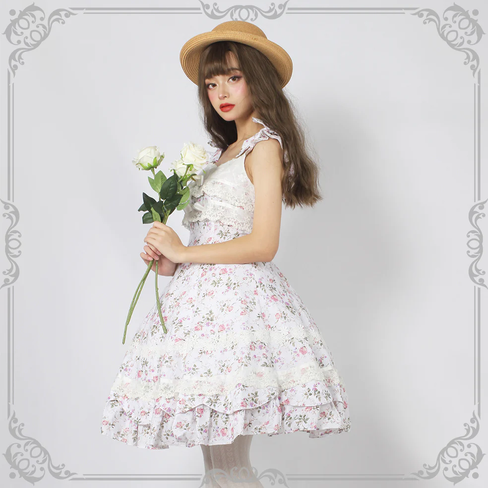 Solid Color Lolita Casual Dress Floral Dress JSK - Image 11