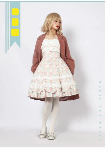 Solid Color Lolita Casual Dress Floral Dress JSK - Image 12